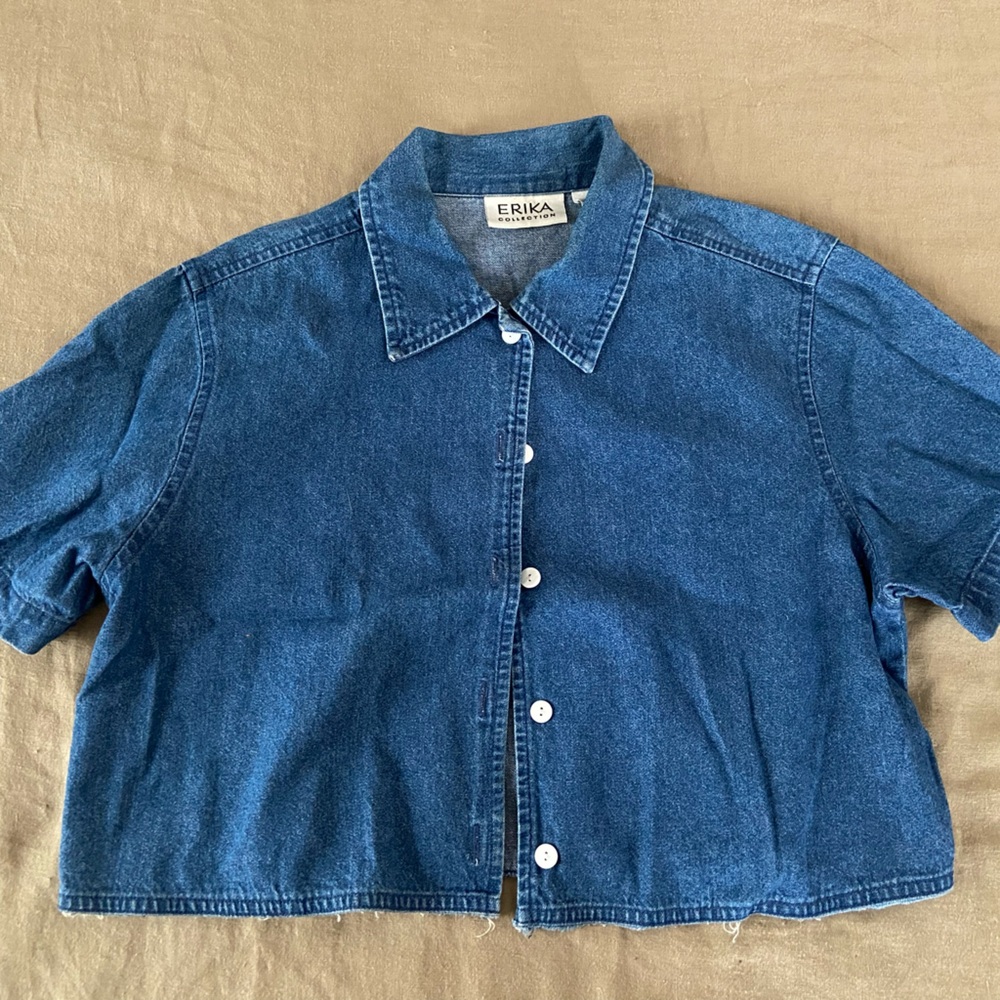 Vintage Cropped Denim Button Up